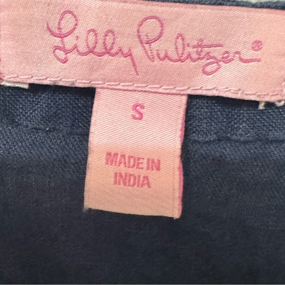 Lilly Pulitzer Amelia Island Linen Embroidered Top Size Small - Picture 3 of 4